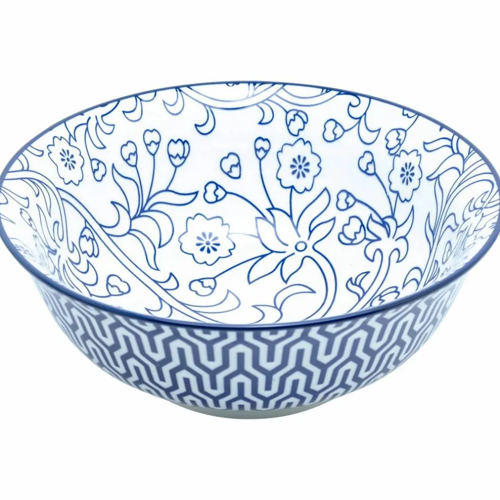 Akio skål 21 cm 4-pakning, blå/hvit
