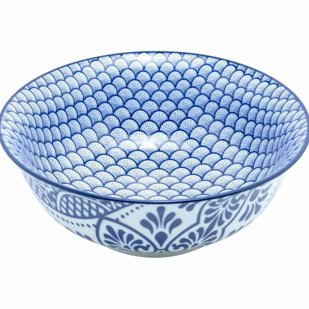 Akio skål 21 cm 4-pakning, blå/hvit