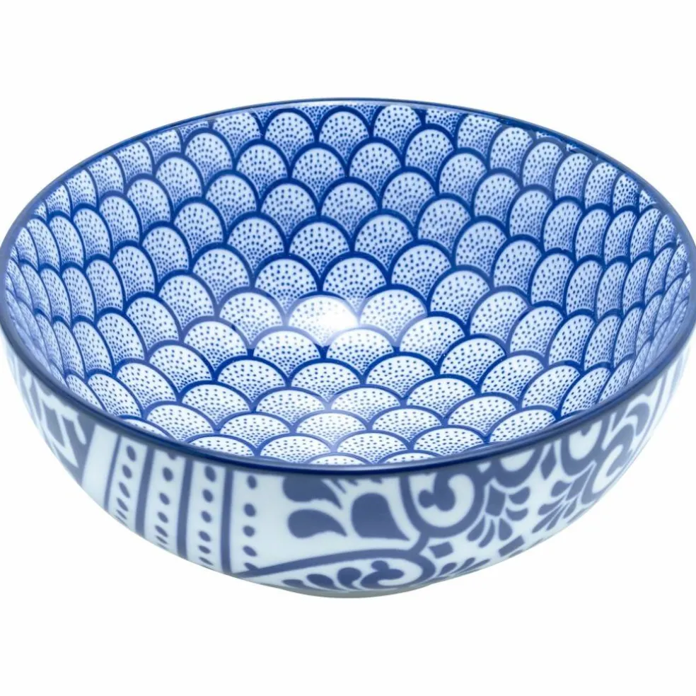 Akio skål 21 cm 4-pakning, blå/hvit
