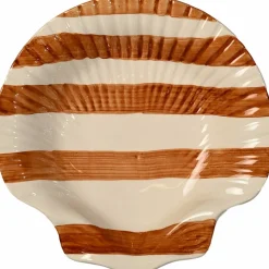 Armona Stripe serveringsfat 23,5 cm, lysebrun/hvit