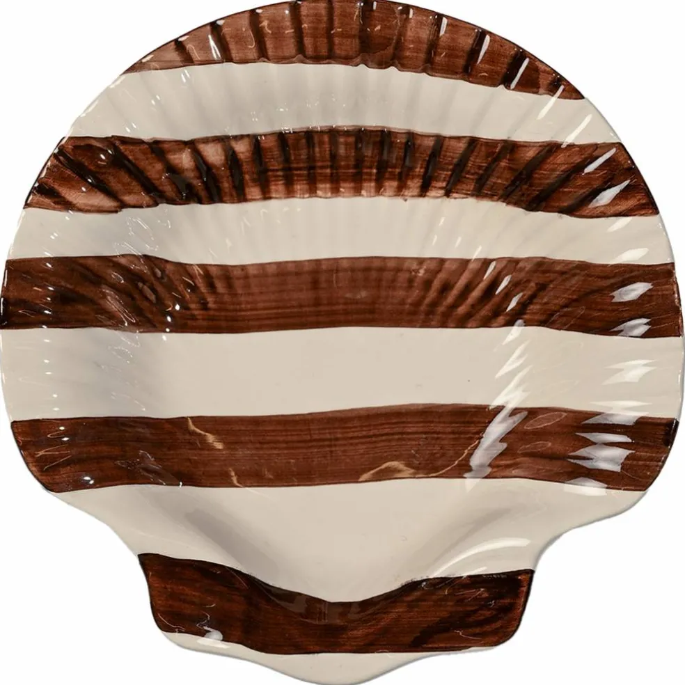 Armona Stripe serveringsfat 23,5 cm, lysebrun/hvit