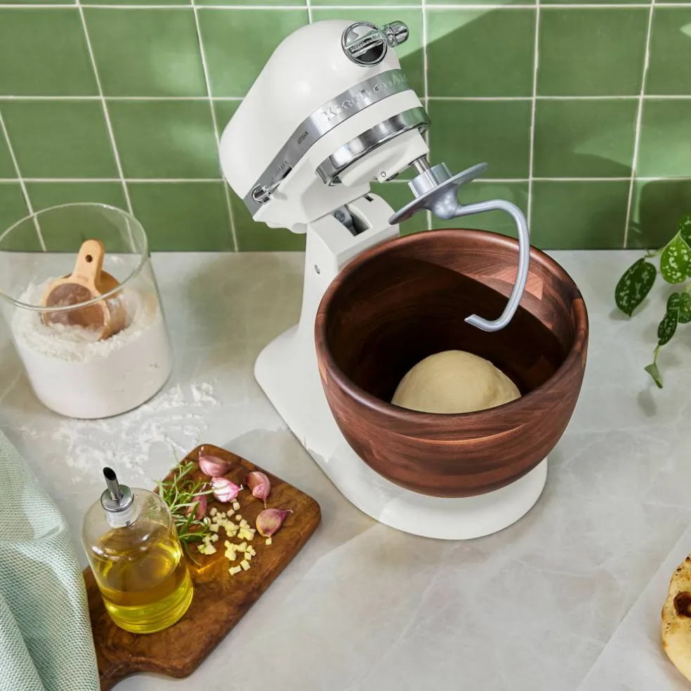 Artisan kjøkkenmaskin 4,7 liter med trebolle i valnøtt, porcelain