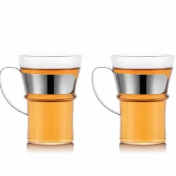 ASSAM Kaffeglass med krom hank, 2 stk. - 0,35 l