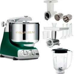 Assistent Original AKM 6230 kjøkkenmaskin med kjøttkvern, skjæretilbehør og blenderkanne, glossy white