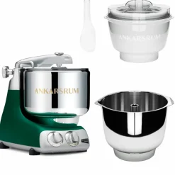 Assistent Original AKM 6230 kjøkkenmaskin med iskremtilbehør og ekstra vispeskål, black chrome