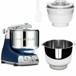 Assistent Original AKM 6230 kjøkkenmaskin med iskremtilbehør og ekstra vispeskål, jubilee silver