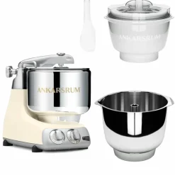 Assistent Original AKM 6230 kjøkkenmaskin med iskremtilbehør og ekstra vispeskål, light creme