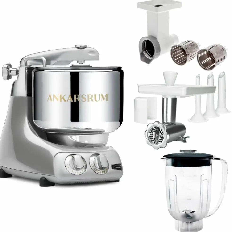 Assistent Original AKM 6230 kjøkkenmaskin med kjøttkvern, skjæretilbehør og blenderkanne, black diamond