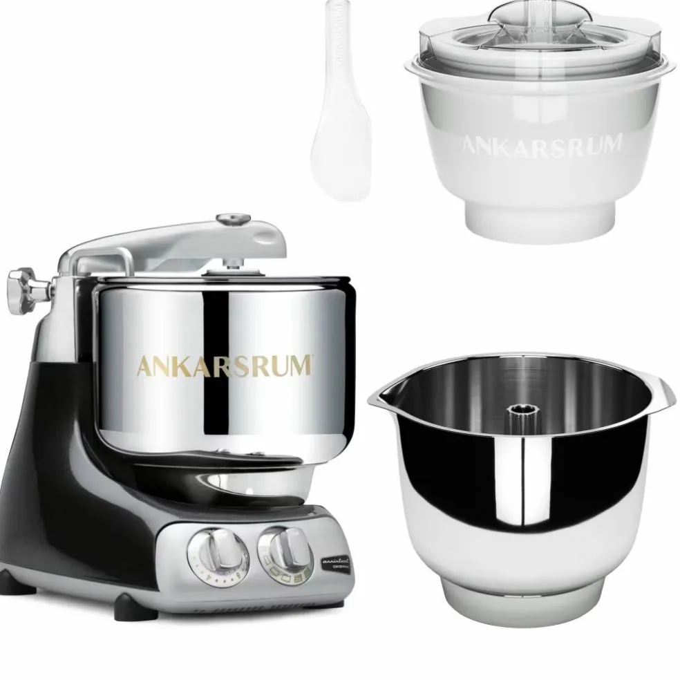 Assistent Original AKM 6230 kjøkkenmaskin med iskremtilbehør og ekstra vispeskål, mineral white