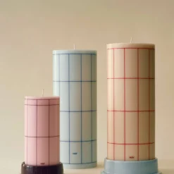 Blokklys medium, lyserosa/rød/bordeaux/mørkeblå