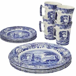 Blue Italian servise 12 deler, blå/hvit