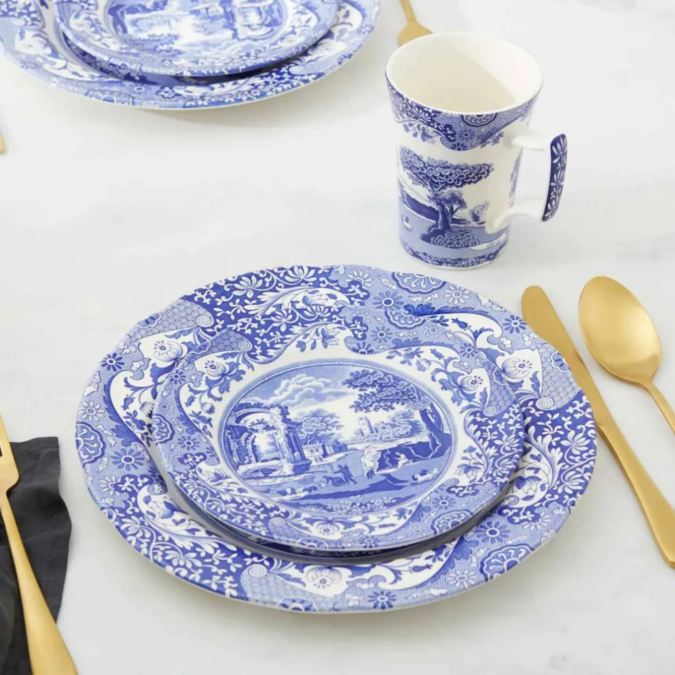 Blue Italian servise 12 deler, blå/hvit