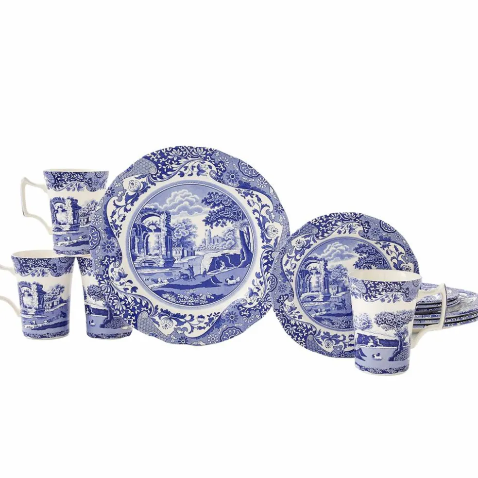 Blue Italian servise 12 deler, blå/hvit