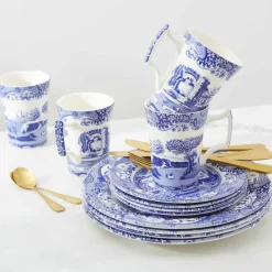 Blue Italian servise 12 deler, blå/hvit