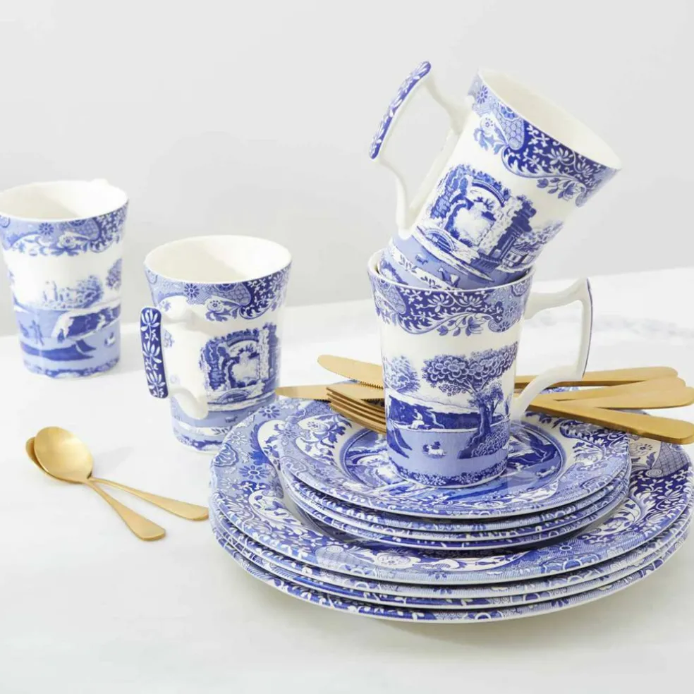 Blue Italian servise 12 deler, blå/hvit