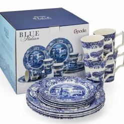 Blue Italian servise 12 deler, blå/hvit