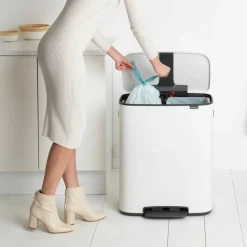 Bo pedalbøtte 2 x 30 liter, hvit