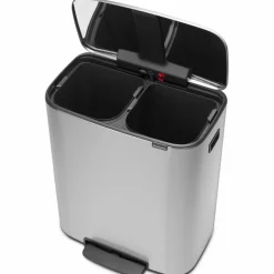 Bo pedalbøtte 2 x 30 liter, mattbørstet stål
