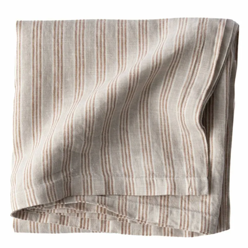 Bordduk i lin 145x145 cm, hazelnut stripe