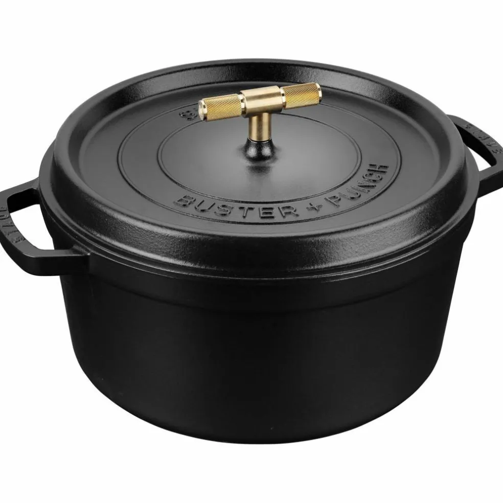 Buster+Punch rund gryte 24 cm, messingknott