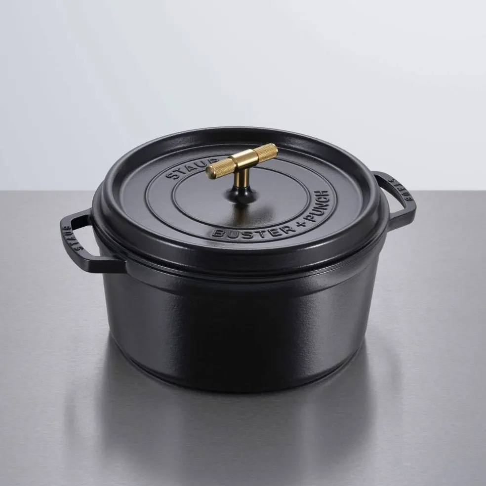 Buster+Punch rund gryte 24 cm, messingknott