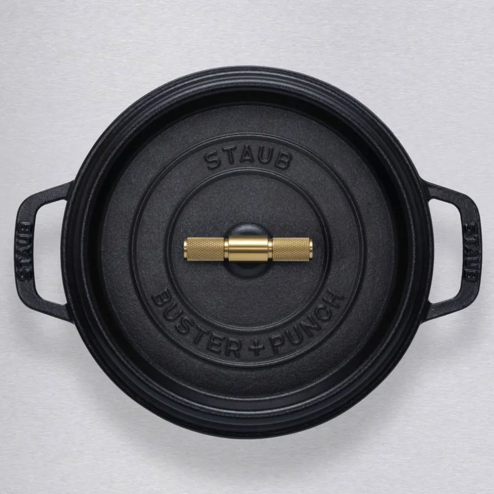 Buster+Punch rund gryte 24 cm, messingknott