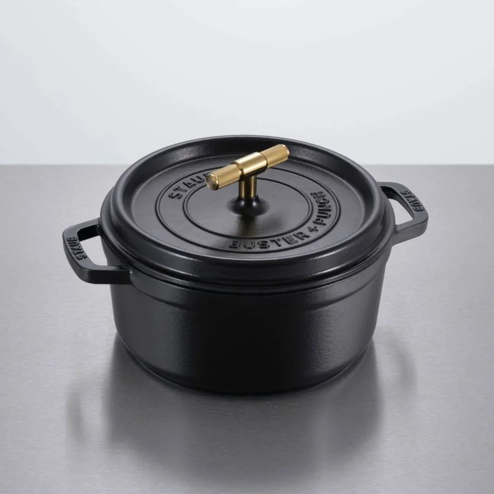 Buster+Punch rund gryte 24 cm, messingknott