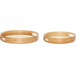 Canvas rundt brett 2 stk, beige/natur
