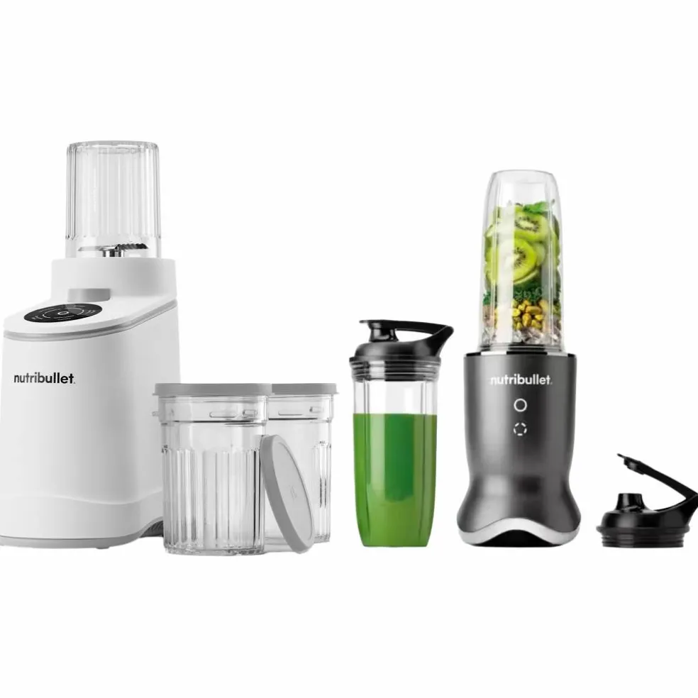 Chill NBD0503W iskremmaskin & Ultra NB1206DG personlig blender, hvit/grå
