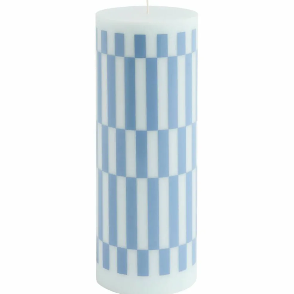 Column lys large, light blue/dusty blue check