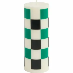 Column lys medium, white green/black check