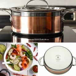 Copperbond gryte med lokk Ø18 cm