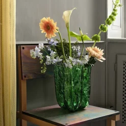 Crackle vase 270 mm, circular glass