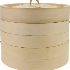 Dampkoker bambus 20 cm, 2 lag med lokk