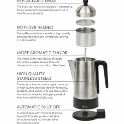 Design perkolator 10 kopper, rustfritt stål