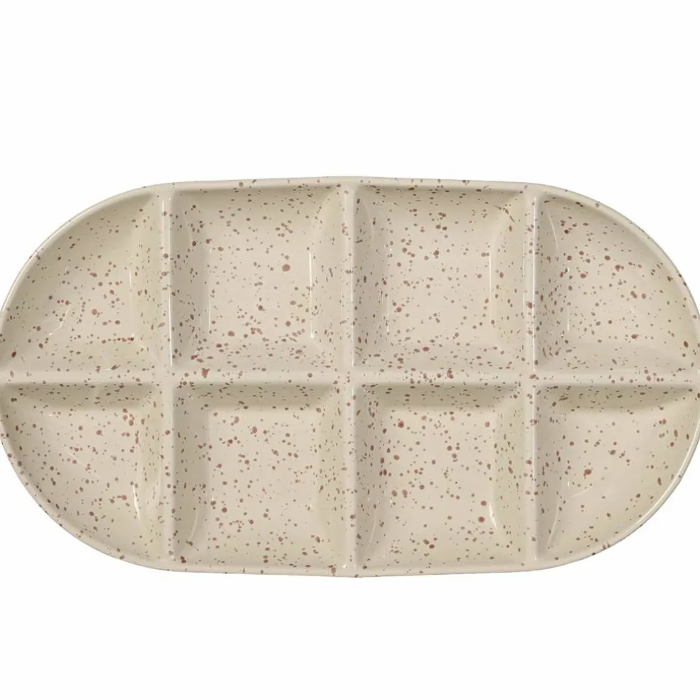 Ditte serveringsfat large, beige/bordeaux