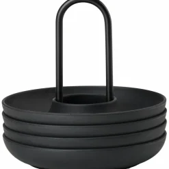 Eggeglass med holder, Svart - 4 stk