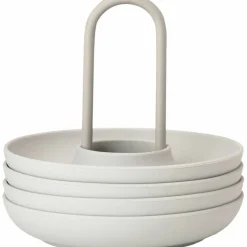 Eggeglass med holder, Varm grå - 4 stk