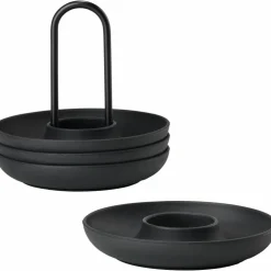 Eggeglass med holder, Varm grå - 4 stk