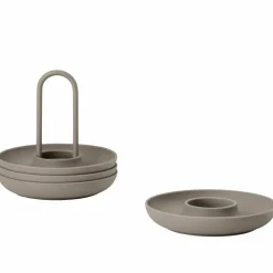 Eggekopp + holder 4 stk, taupe