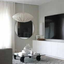 Ellipse taklampe, 80 cm, lin, hvit