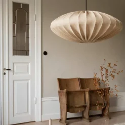 Ellipse taklampe, 65 cm, lin, hvit