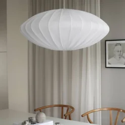 Ellipse taklampe, 80 cm, lin, naturell