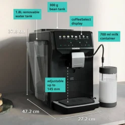 EQ500 iAroma TP555EM7 helautomatisk espressomaskin, svart