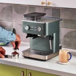 Espressomaskin med kaffekvern, cast iron black