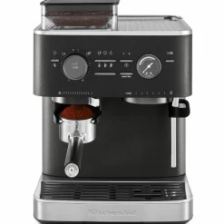 Espressomaskin med kaffekvern, cast iron black