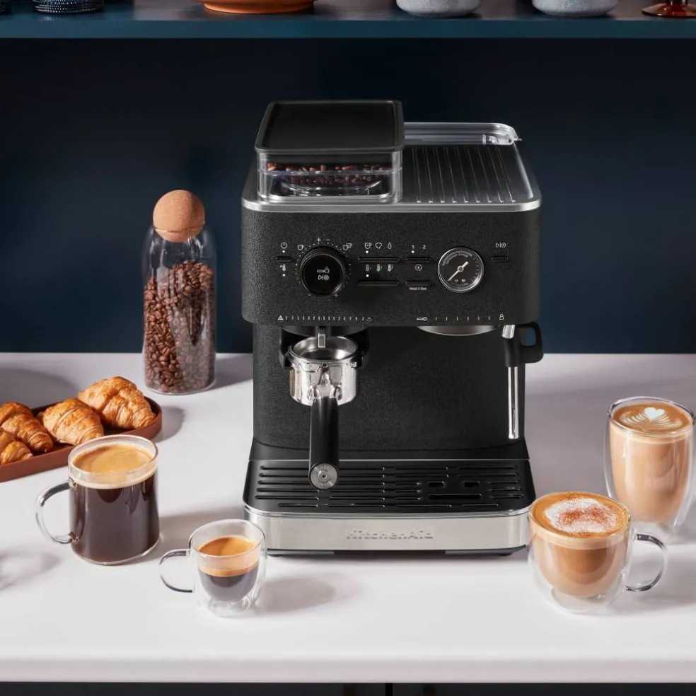 Espressomaskin med kaffekvern, juniper