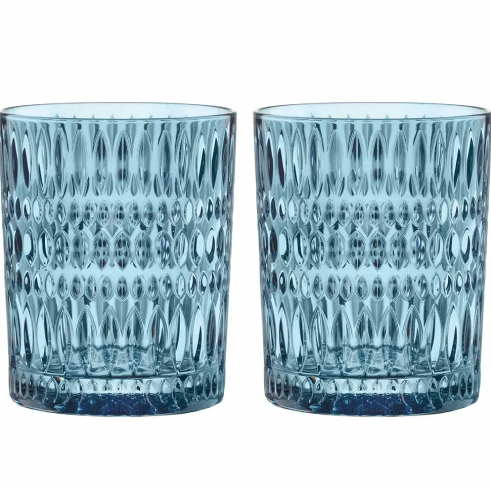 Ethno tumblerglass 30,4 cl, vintage blue, 2 stk