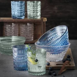 Ethno tumblerglass 30,4 cl, vintage blue, 2 stk