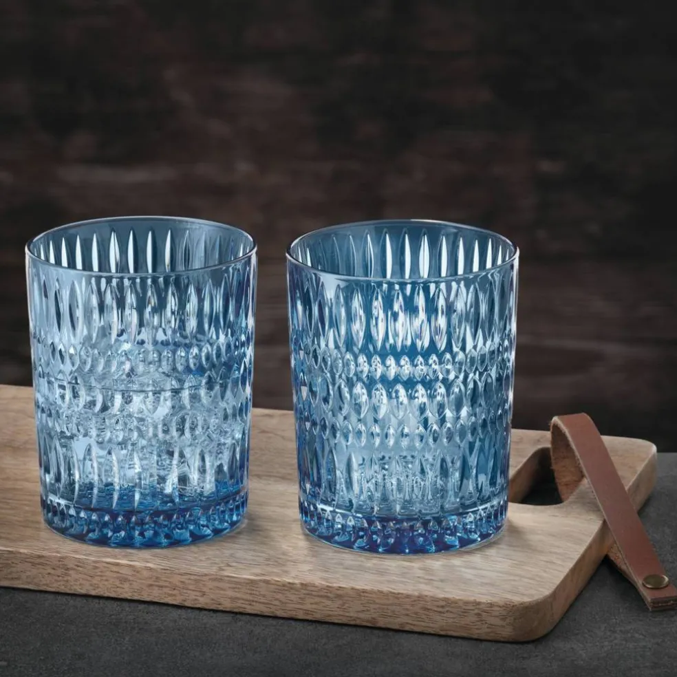 Ethno tumblerglass 30,4 cl, vintage blue, 2 stk